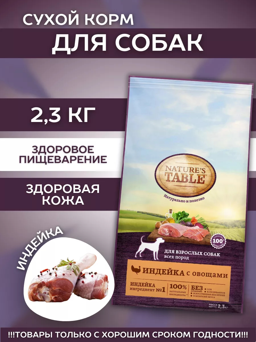 Nature's Table Сухой корм для собак с индейкой 2,3кг