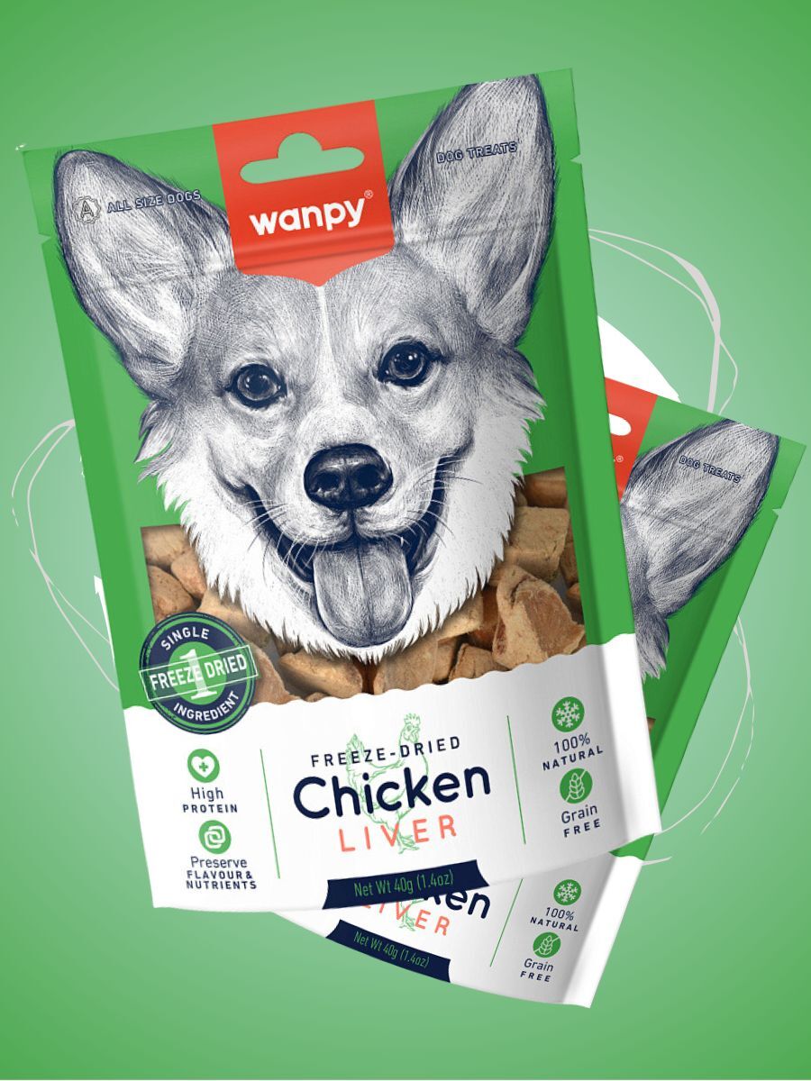 Wanpy Сублимированное лакомство для собак "Куриная печень"40г 10шт