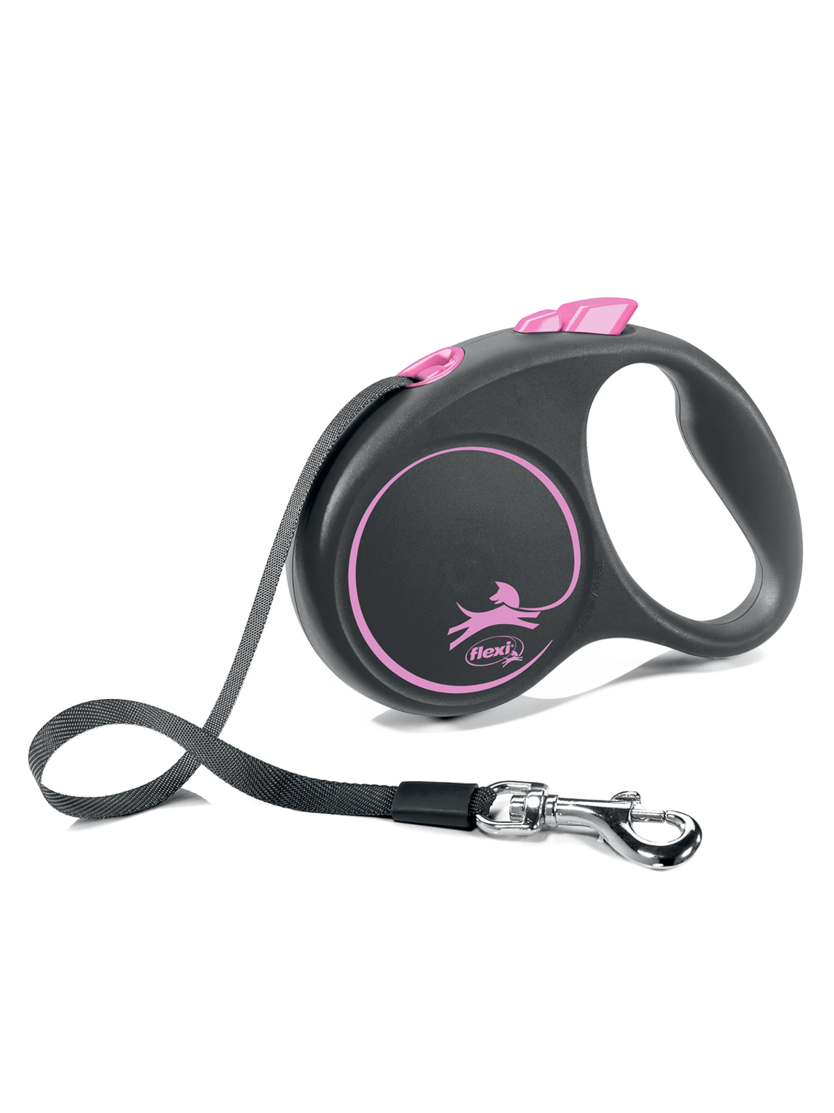Flexi flexi рулетка Black Design S (до 15 кг) 5 м лента черный/розовый