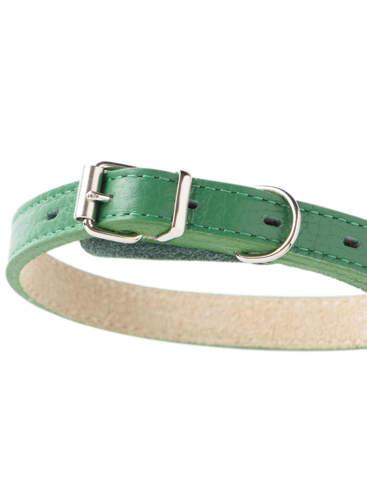 Ошейник Mr.Kranch для собак из натуральной кожи прямой, 33-40см, зеленый