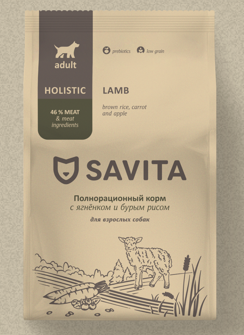 Savita Сухой корм для взрослых собак с ягненком 15 кг 4640201672512