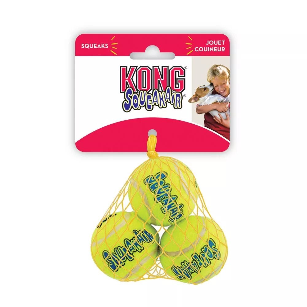 KONG Air Sport Теннисный мяч, игрушка для собак, без пищалк, 4 см (в упаковке 3 шт.)