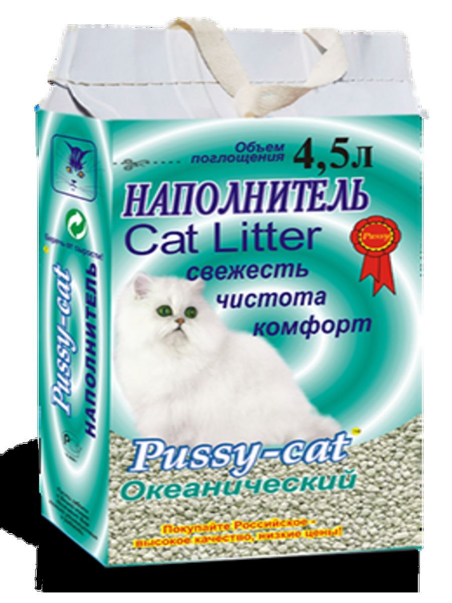 Pussy Cat Наполнитель для кошек океанический 4,5л 3шт