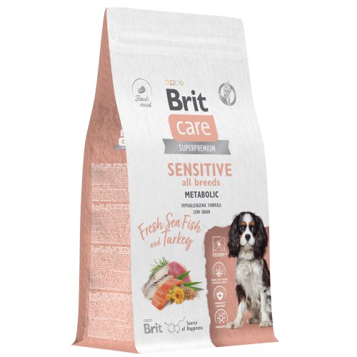 Brit BRIT CARE, Сухой корм с морск.рыбой и инд. д/взр.соб "Dog Adult Sensitive Metabolic", 12 кг, 5066445