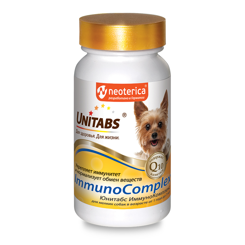UNITABS Unitabs ImmunoComplex с Q10 Витамины ежедневные для мелких собак, таблетки, № 100