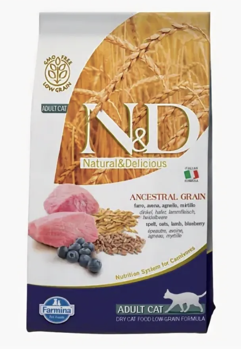 Farmina Low Grain Корм для кошек с ягненком и черникой 1,5кг