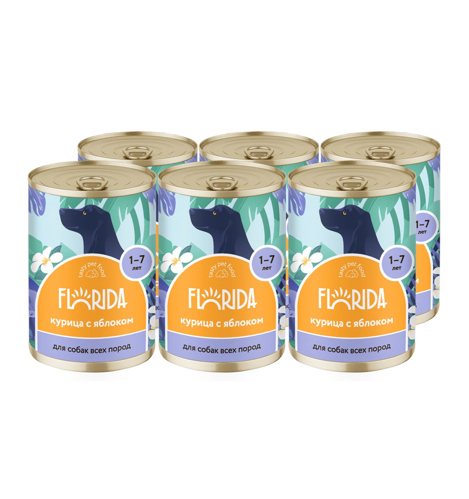Florida Влажный корм для собак с курицей и яблоком 400гр-6шт