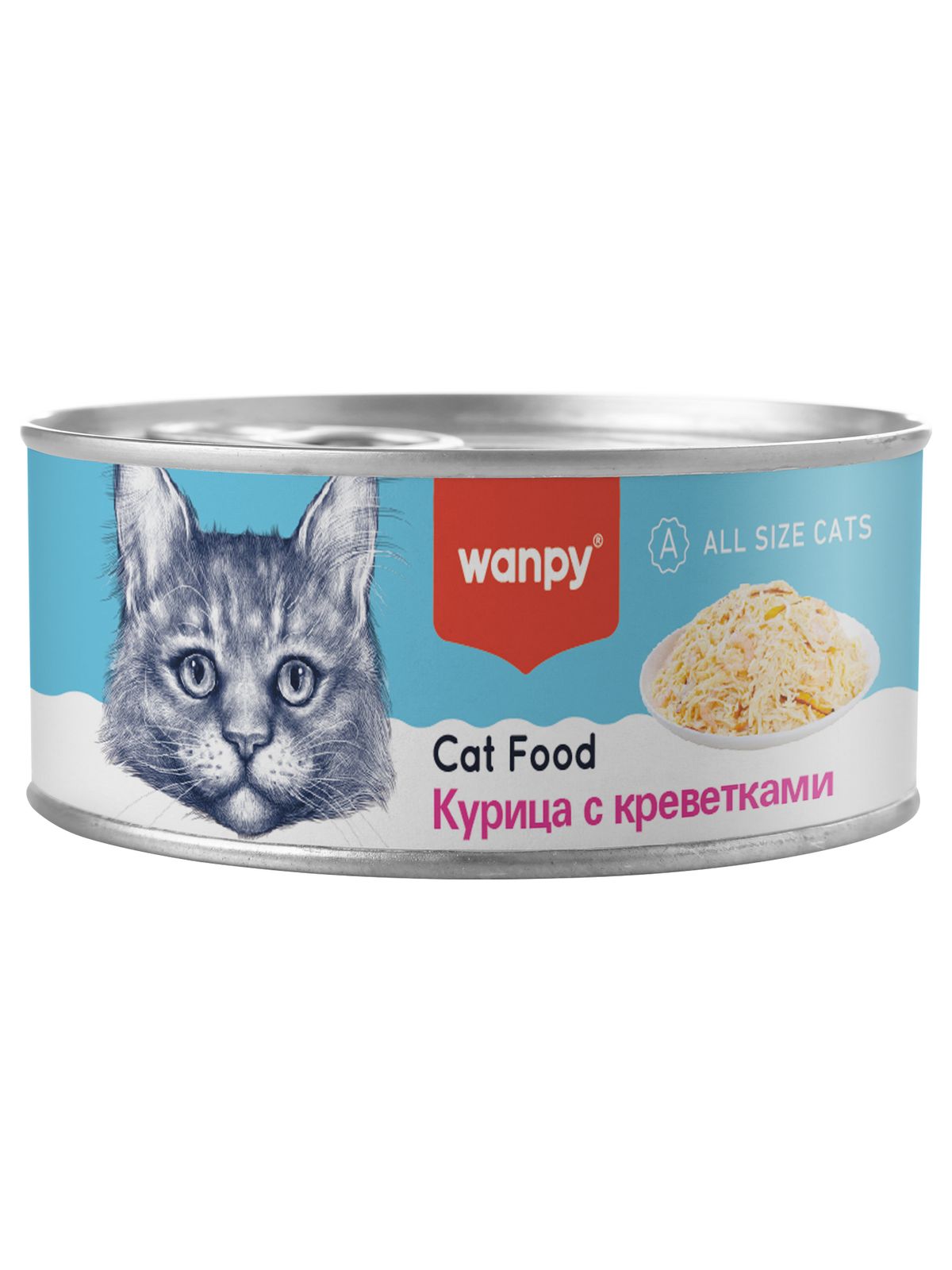 Wanpy Cat Консервы для кошек, курица  с креветками, 95 г