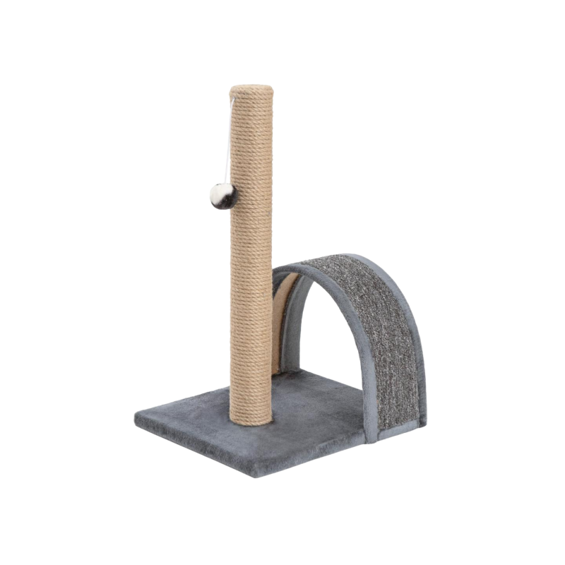 Когтеточка СТОЛБИК + ДУГА. Джут/ковролин/игрушка 35х30х54см КД-12 СЕРЫЙ Rich Breed