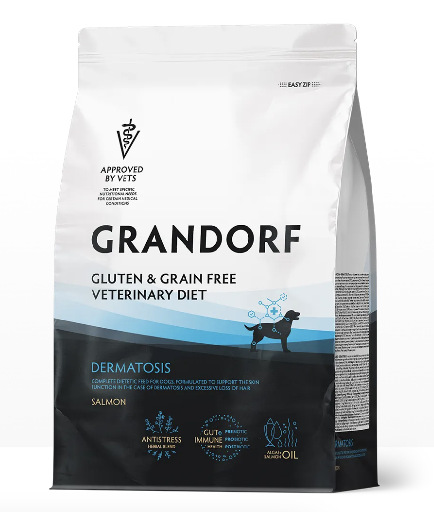 Полнорационный диетический корм для собак с заболеваниями кожи (GRANDORF VETERINARY DIET Dog DERMATOSIS) 1 кг