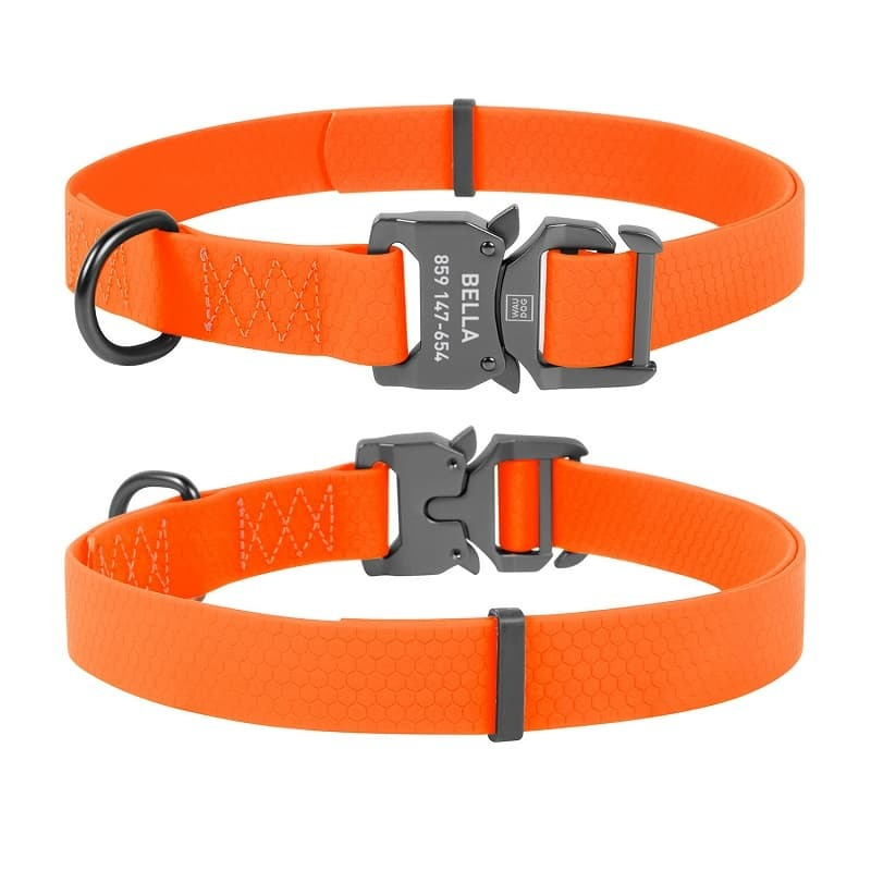 Ошейник для собак WAUDOG Waterproof, с QR-паспортом, водостойкий, пластиковый замок (M, ширина 25мм, длина 31-49см, оранжевый)