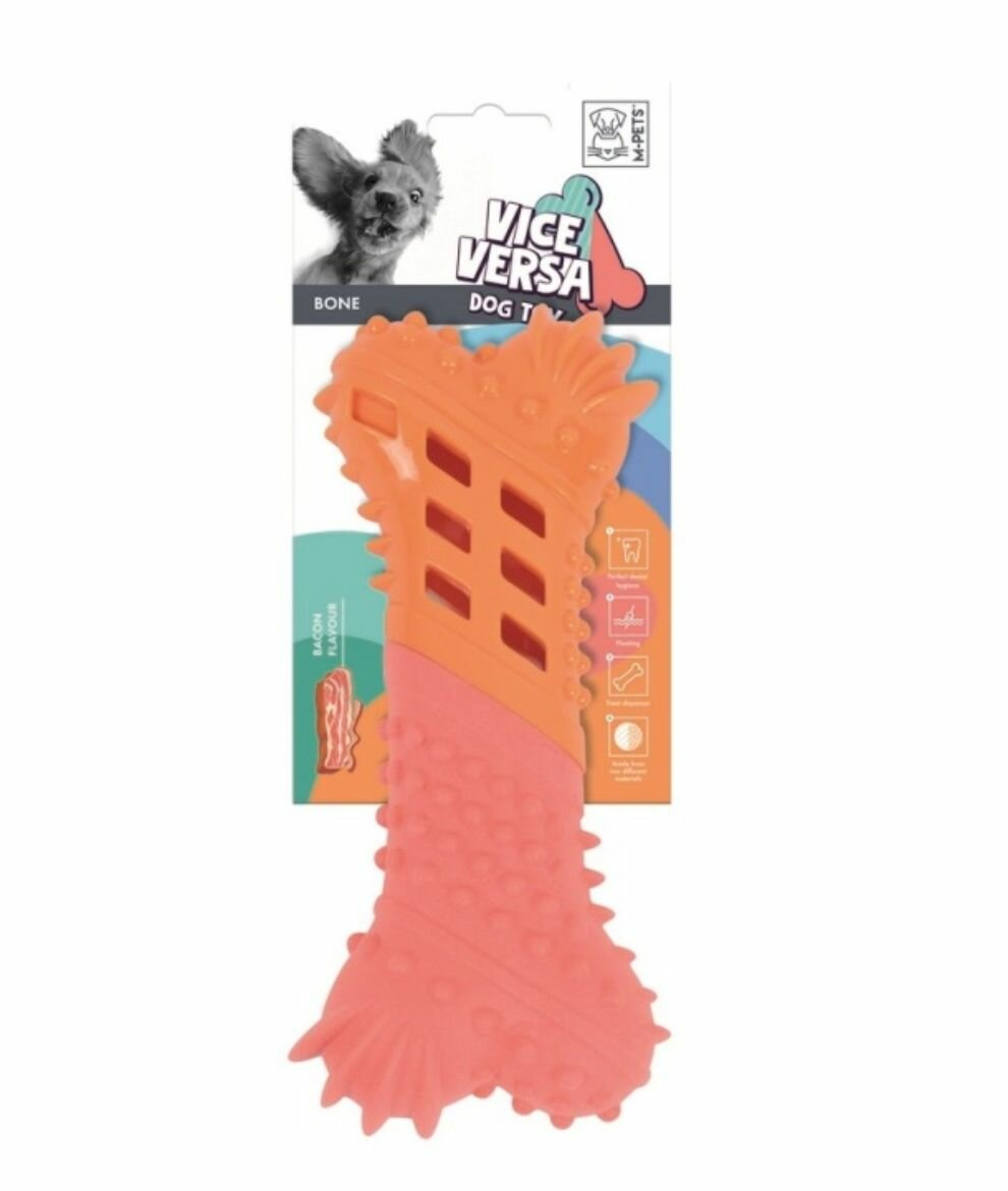 M-PETS Косточка для собаки с запахом бекона для лакомств Вайс Верса, 5.08x10.16 x 22.35 см