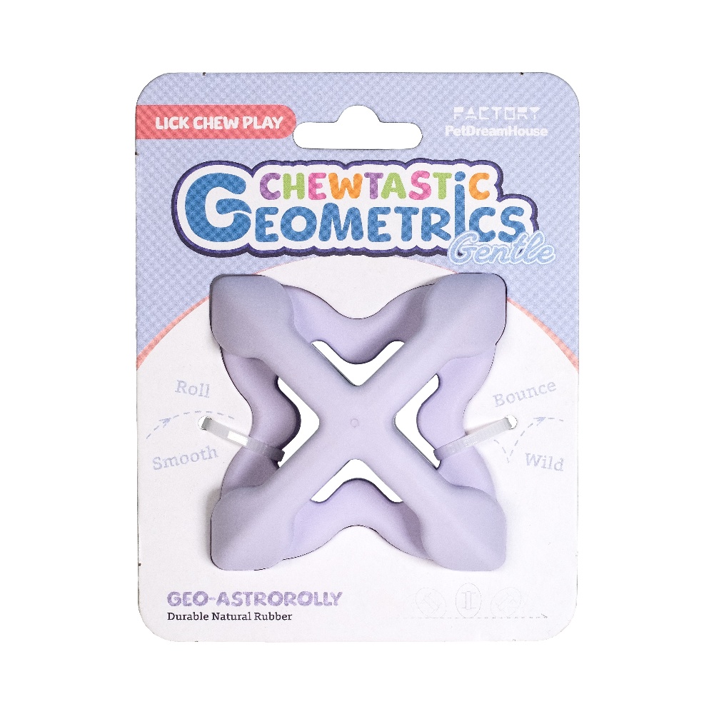 Игрушка интерактивная для собак из натурального каучука Chewtastic Geometrics Geo-AstroRolly, лаванда