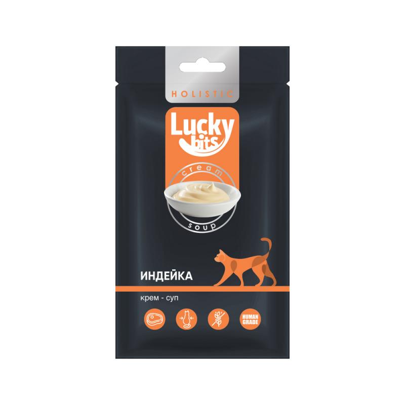 Lucky bits Лакомство для кошек "Lucky Bits" (Лаки Битс) крем-суп из филе индейки, 5*20 г