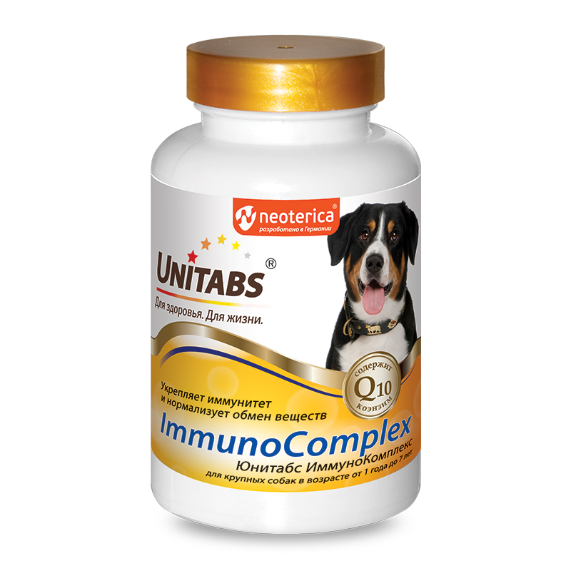 UNITABS Unitabs ImmunoComplex с Q10 Витамины ежедневные для крупных собак, таблетки, № 100