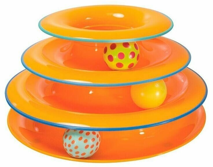 HOMECAT Игрушка для кошек трек пластиковый трехэтажный с мячиками 24,5 х 12 см