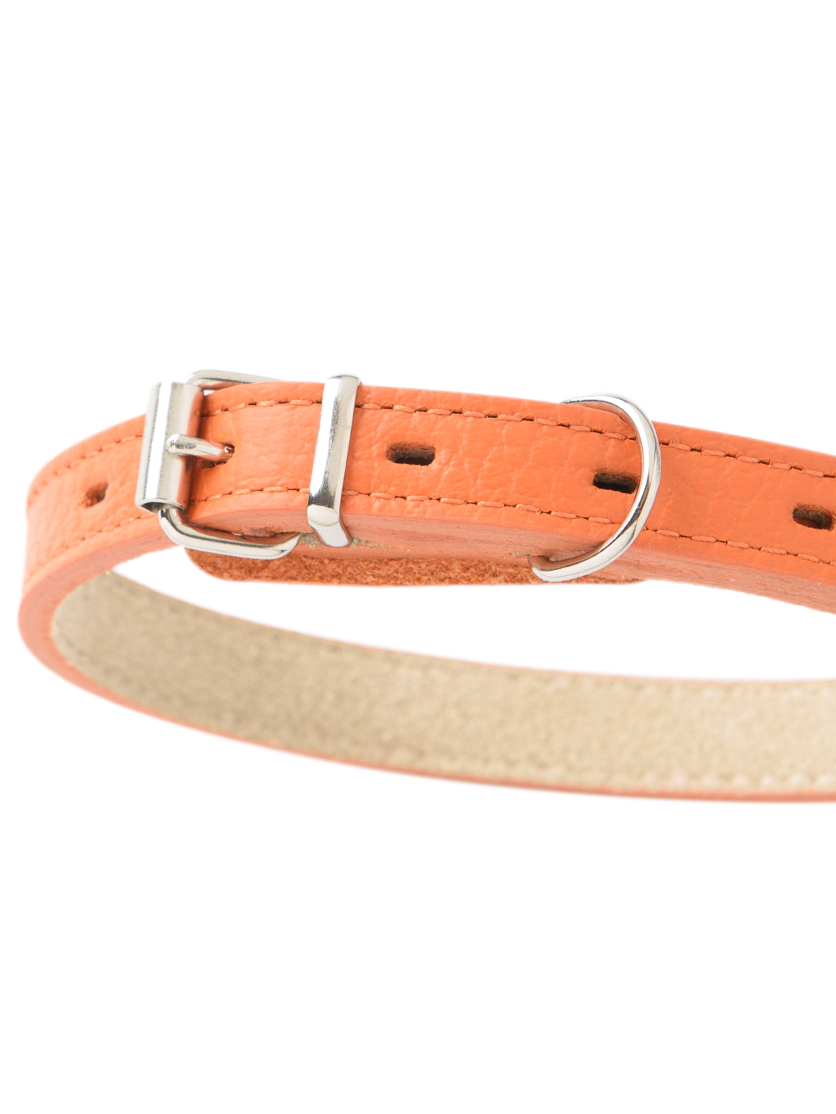 Ошейник Mr.Kranch для собак из натуральной кожи прямой, 20-25см, оранжевый