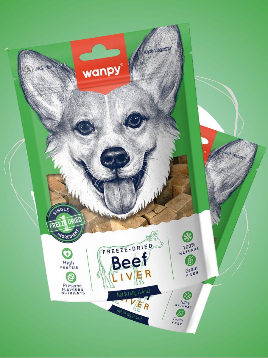 Wanpy Сублимированное лакомство для собак "Говяжья печень"40г 10шт