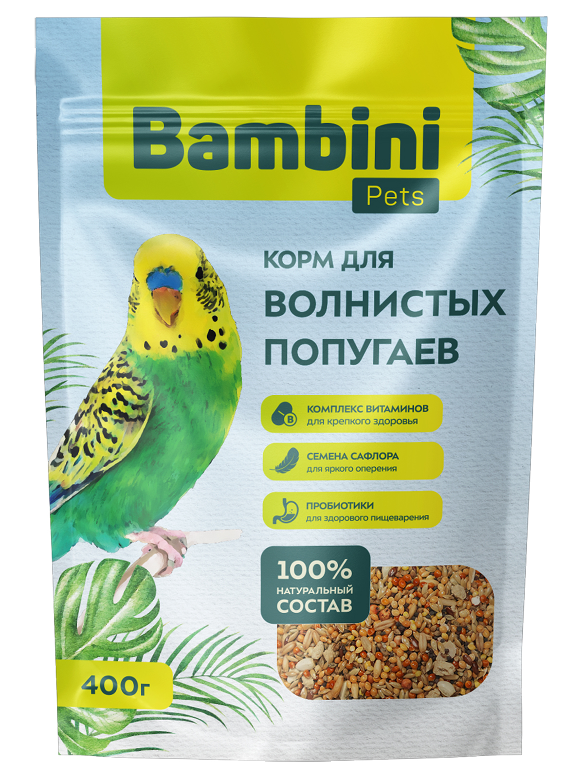 Корм Bambini Pets для волнистых попугайчиков, 400 г