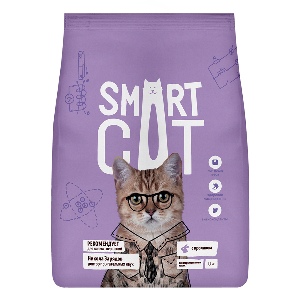 Smart Cat Сухой корм для стерилизованных кошек с кроликом 1,4 кг 4640201670419 4673725854898