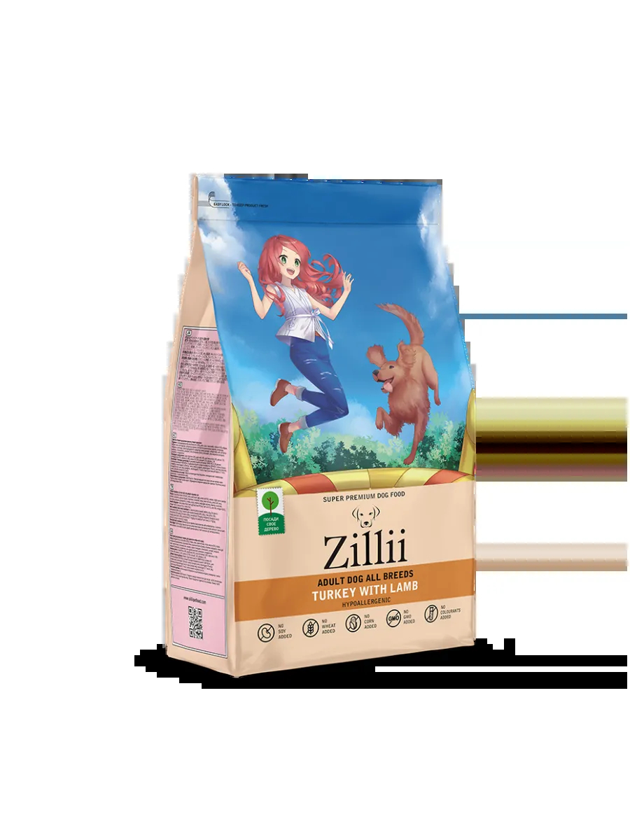 Zillii сухой корм для собак с индейкой и ягненком - 3 кг