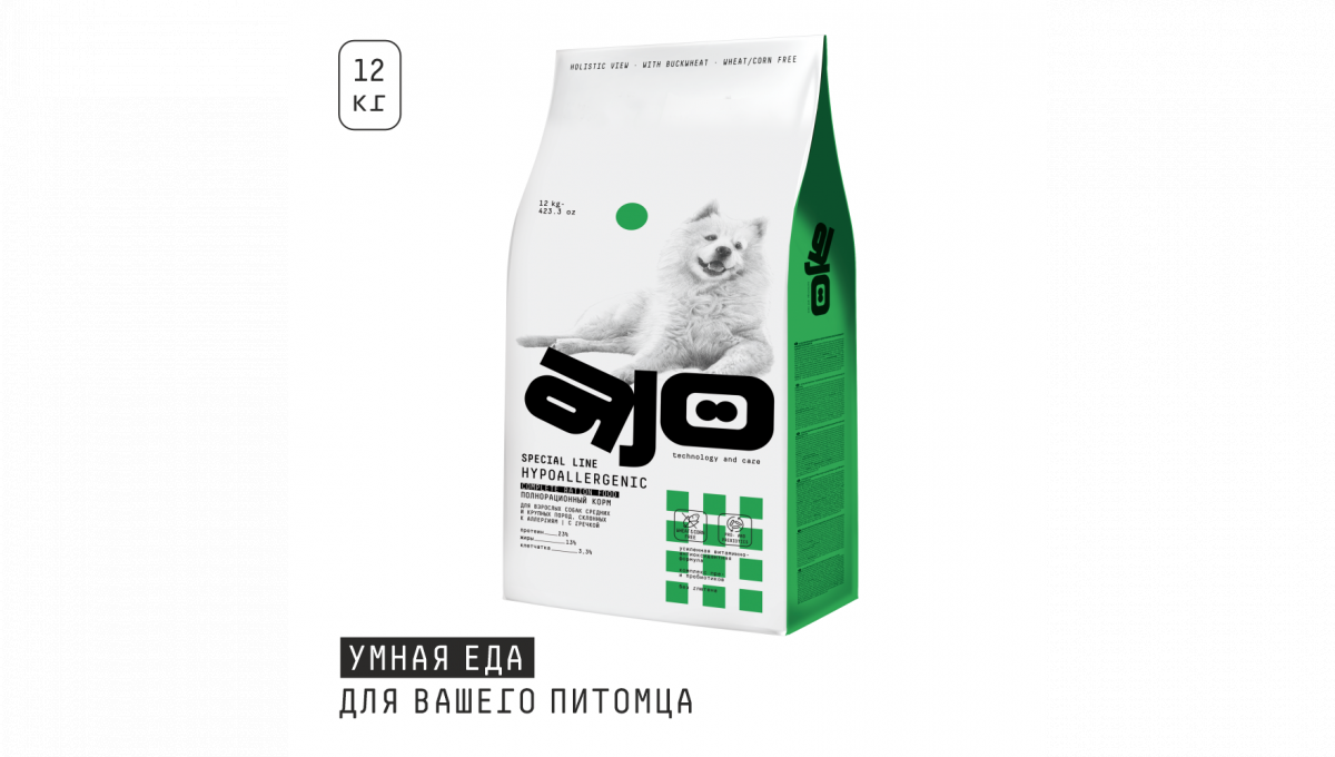Ajo Сухой корм hypo для собак средних пород оленина 12 кг 4630169560563