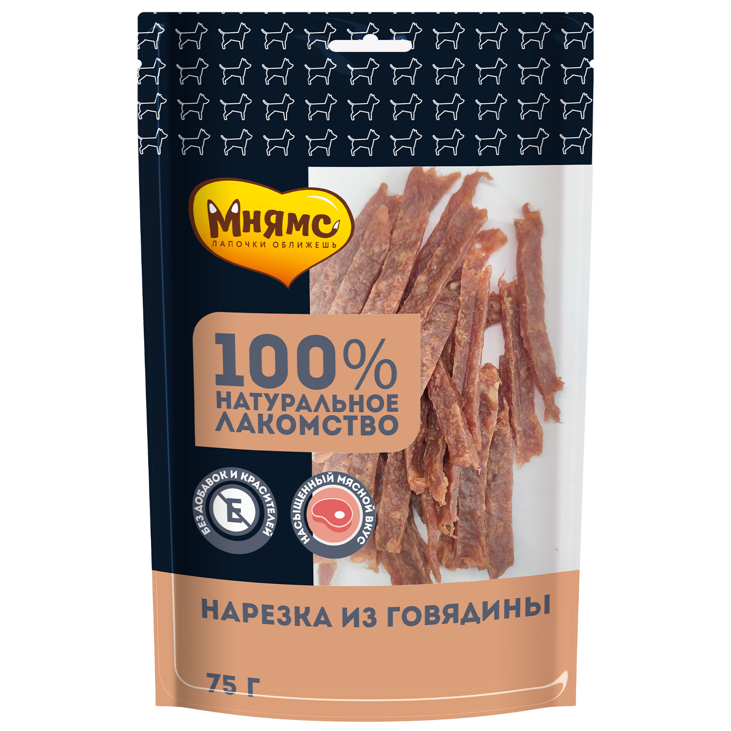 Мнямс Лакомство для собак Нарезка из говядины 75г 4630147170593