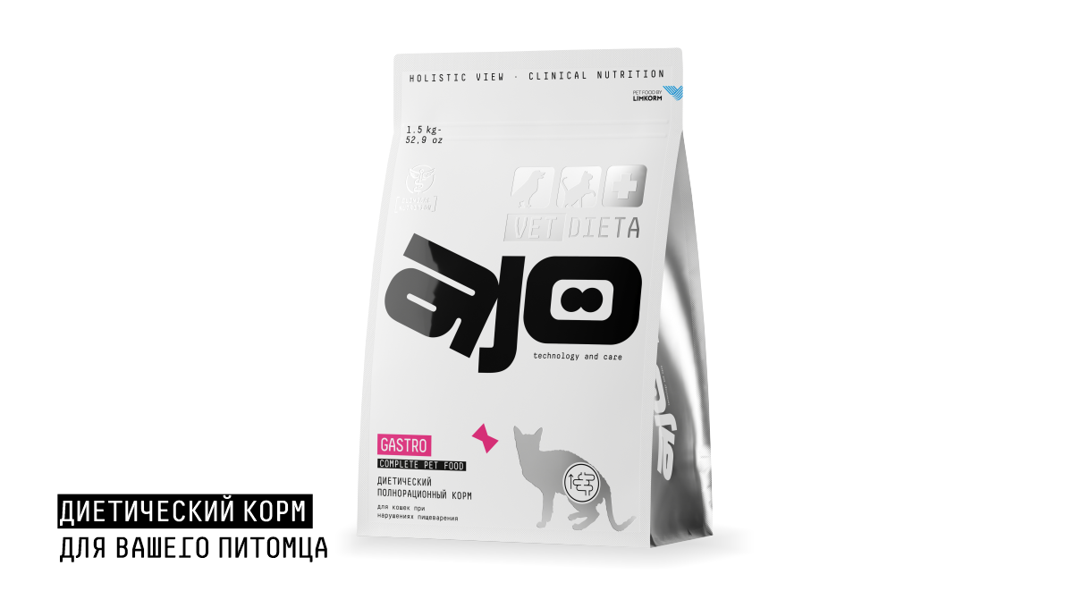 AJO Ajo Gastro Корм сухой для кошек при нарушениях пищеварения 1,5 кг