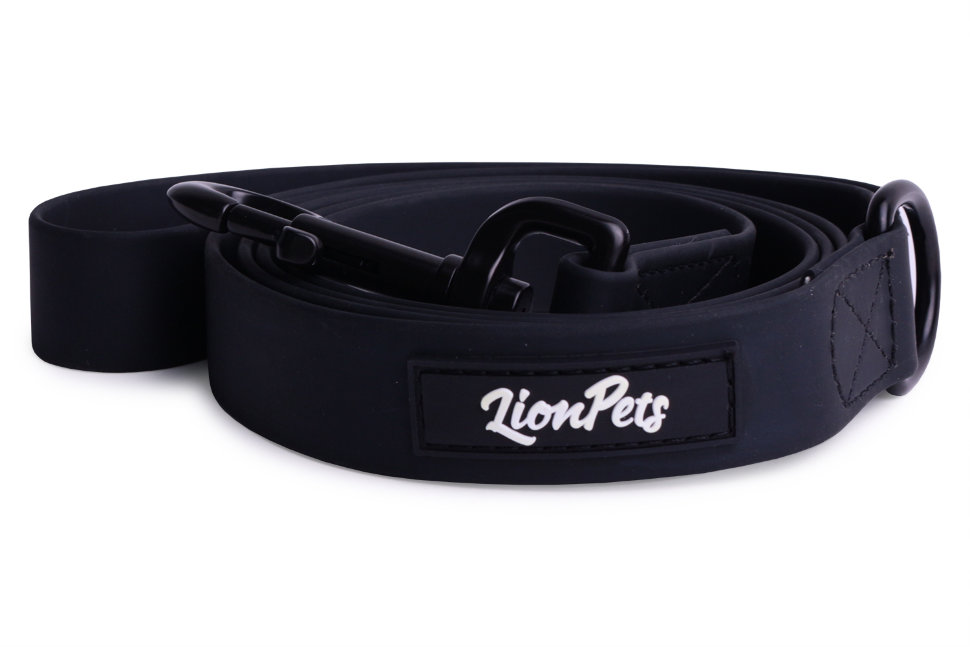 Поводок из биотана прошитый LionPets LP-730-1 (Чёрный) (Размер 2 ширина 2,5 см, длина 1,5 метра)