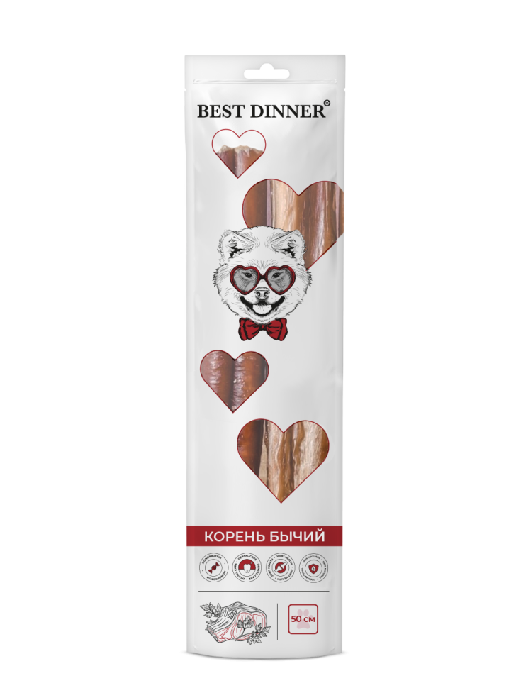 Best Dinner лакомство сухое для собак «Бычий корень» 50 см (100 +/-10г.)