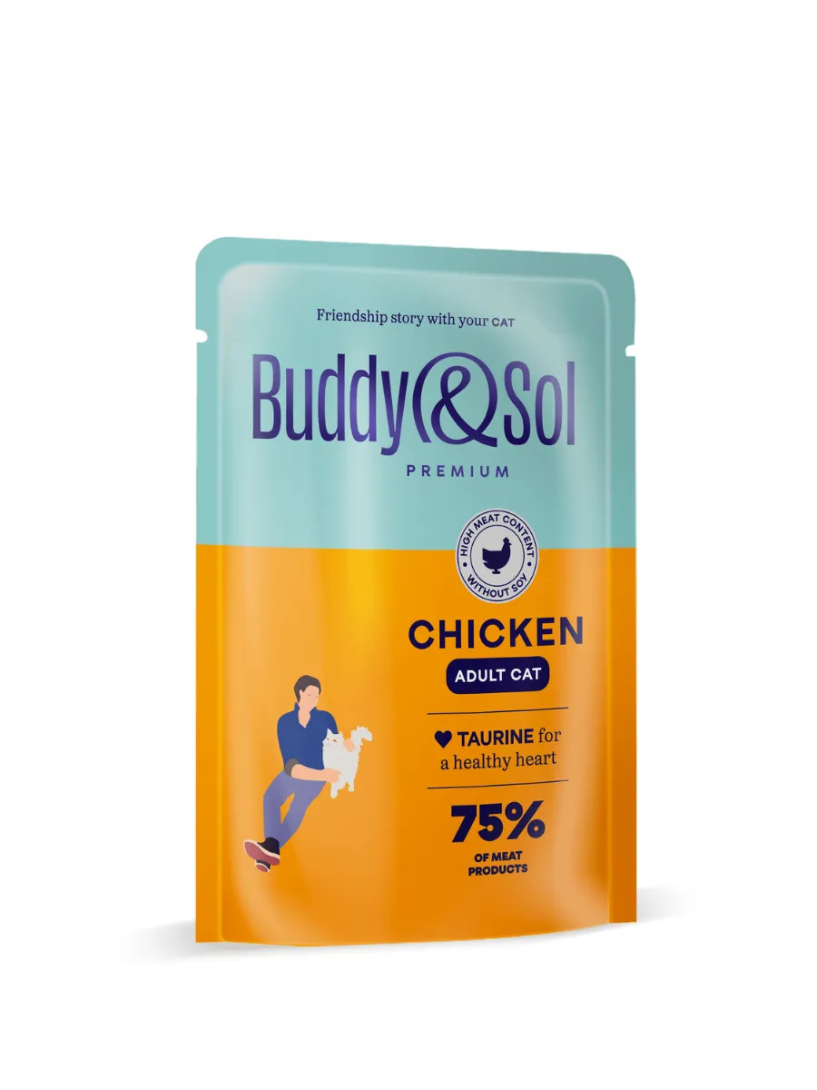 Buddy&Sol Влажный корм для кошек с курицей в соусе 85г