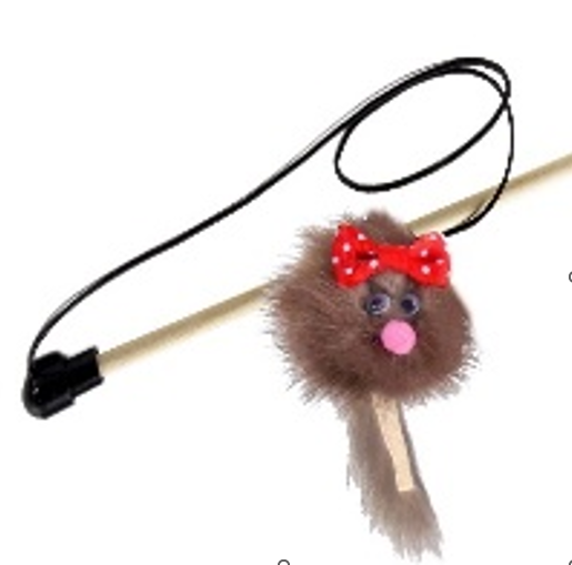 Дразнилка-удочка GoSi для кошек Зверек-милаха Микки из норки, 50 см