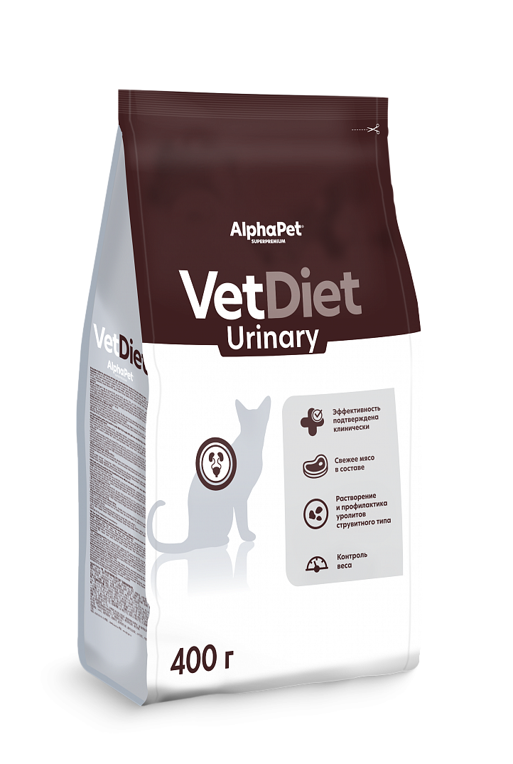 AlphaPet VetDiet Urinary Сухой корм для кошек при МКБ 400г