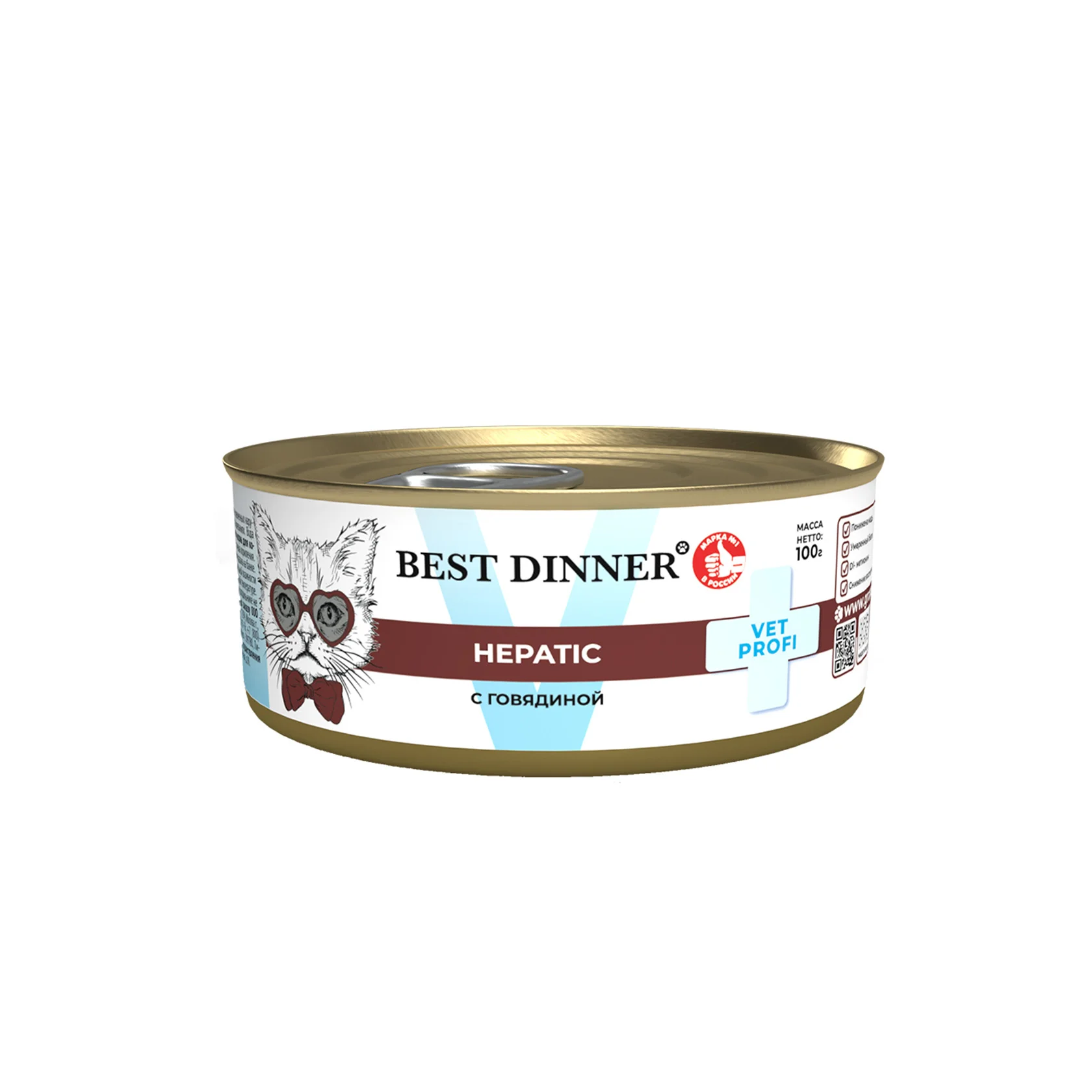 Влажный корм Best Dinner Vet Profi Hepatic (Бест Диннер) для кошек при заболеваниях печени с говядиной 100г
