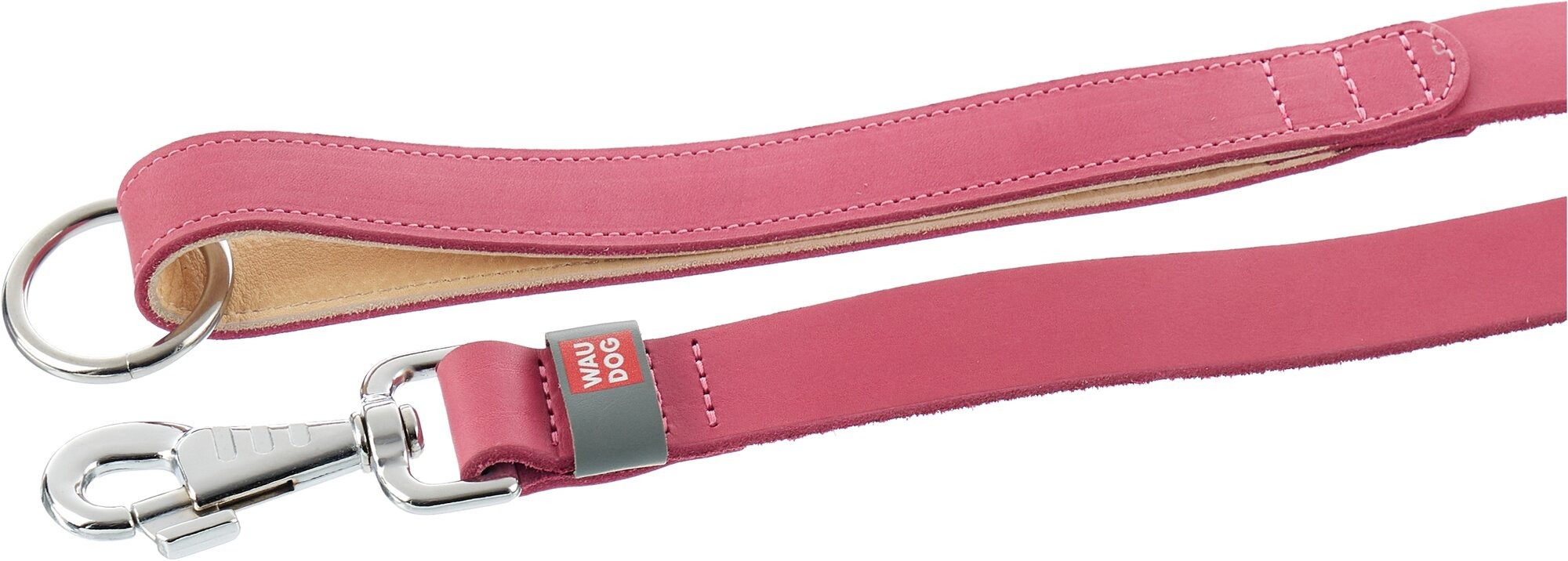 Поводок для собак WAUDOG Classic, кожаный (M, розовый, длина 122см, ширина 20мм)