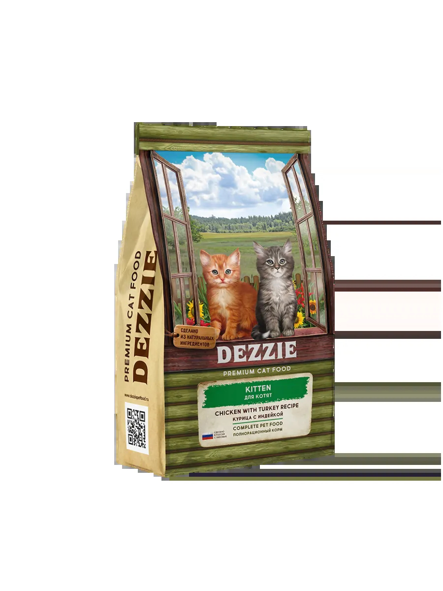 Dezzie Сухой корм для котят с курицей и индейкой - 2 кг
