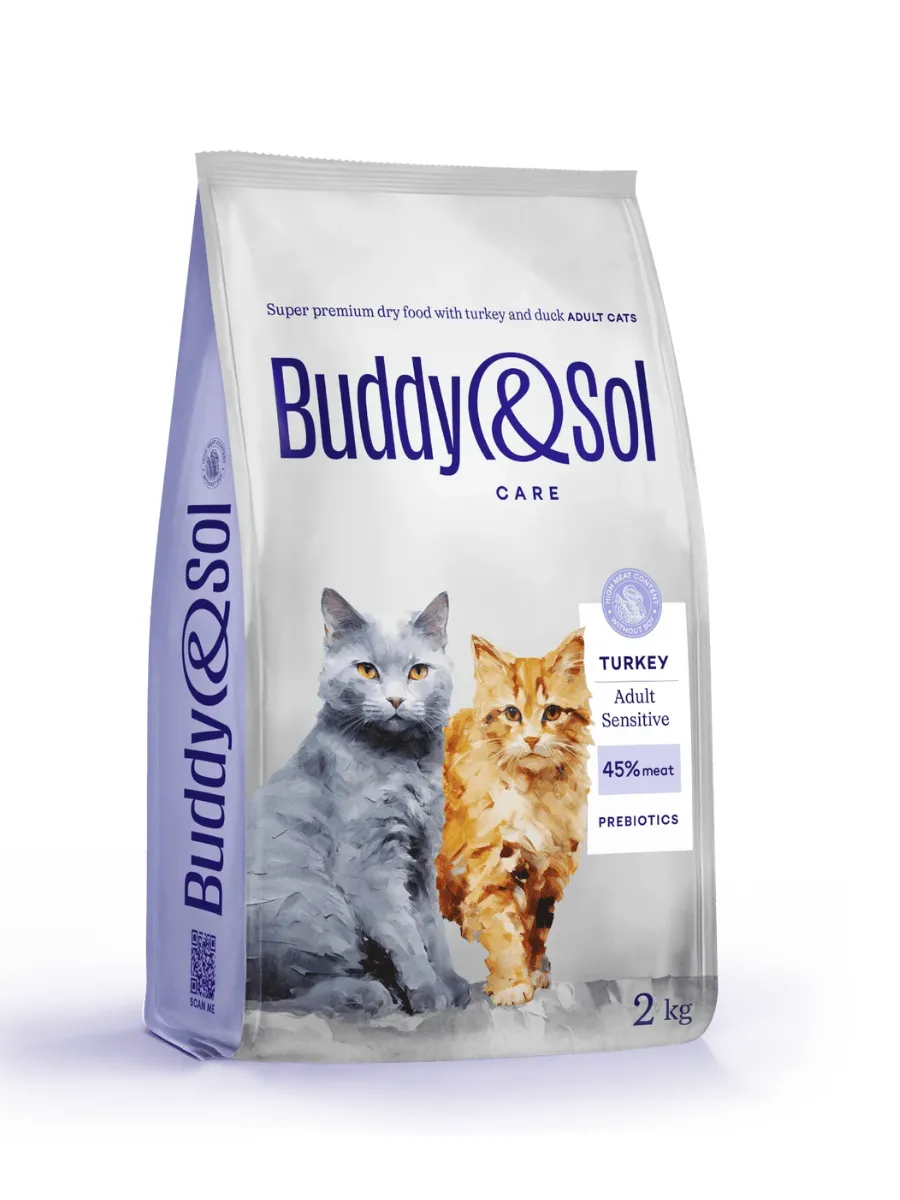 Buddy&Sol Care Сухой корм с индейкой для кошек с чувств. пищеварением 2кг