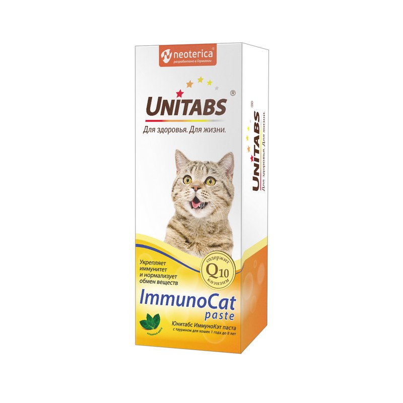 UNITABS Unitabs Паста витаминно-минеральная ImmunoCat с Q10 для кошек, 120 мл