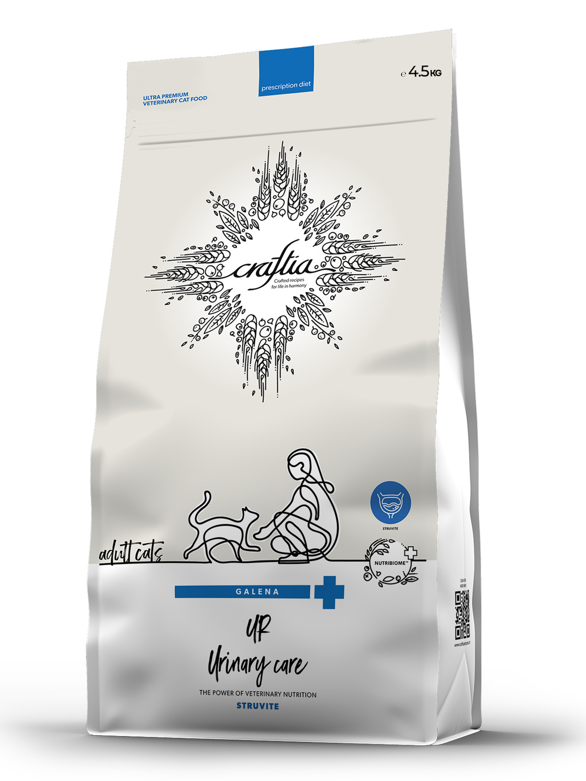 Ветеринарная диета CRAFTIA GALENA CAT URINARY CARE Уринари для кошек для растворения струвитных камней 4,5 кг