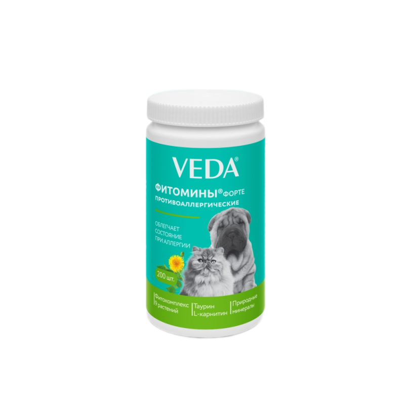 Фитомины Форте для кошек и собак противоаллергические, 200 шт