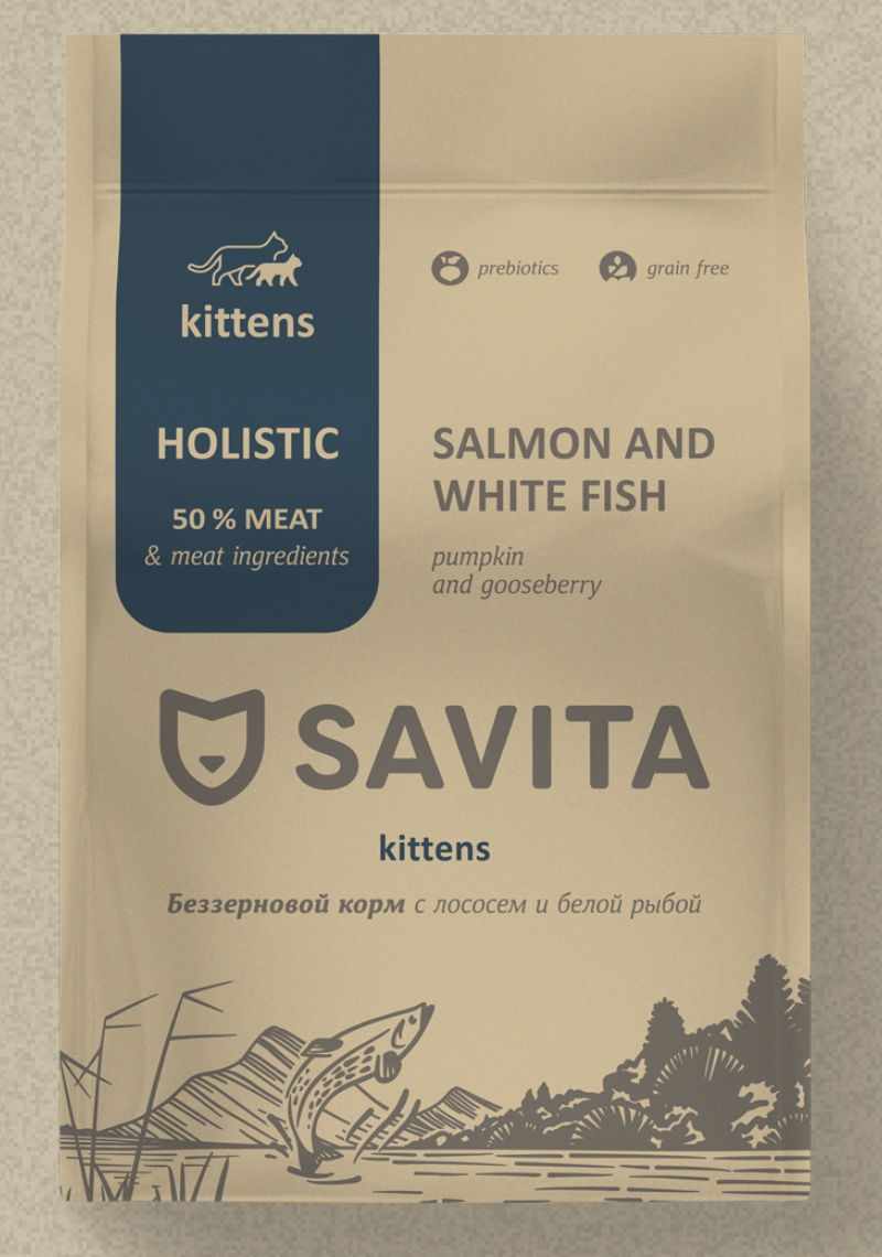 Savita Сухой корм для котят с лососем и белой рыбой 400 гр 4640201670846 4673725855505
