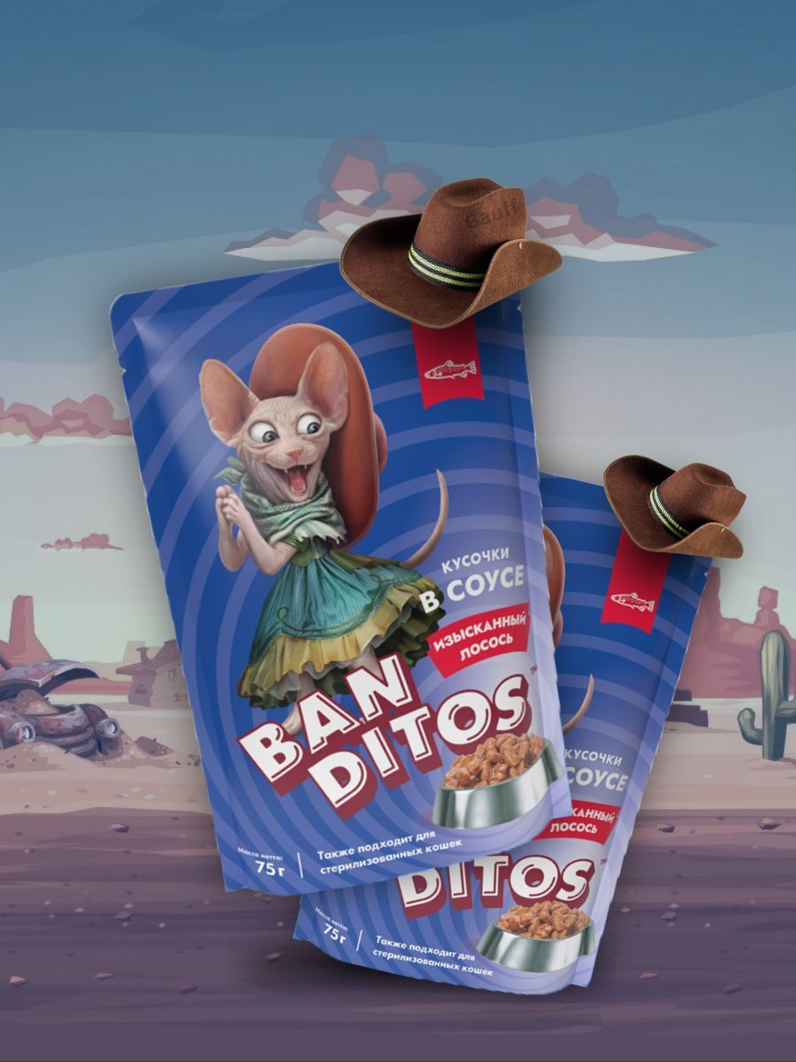 Banditos Влажный корм в соусе для кошек с лососем 24 шт 2039813913014 4660270570755