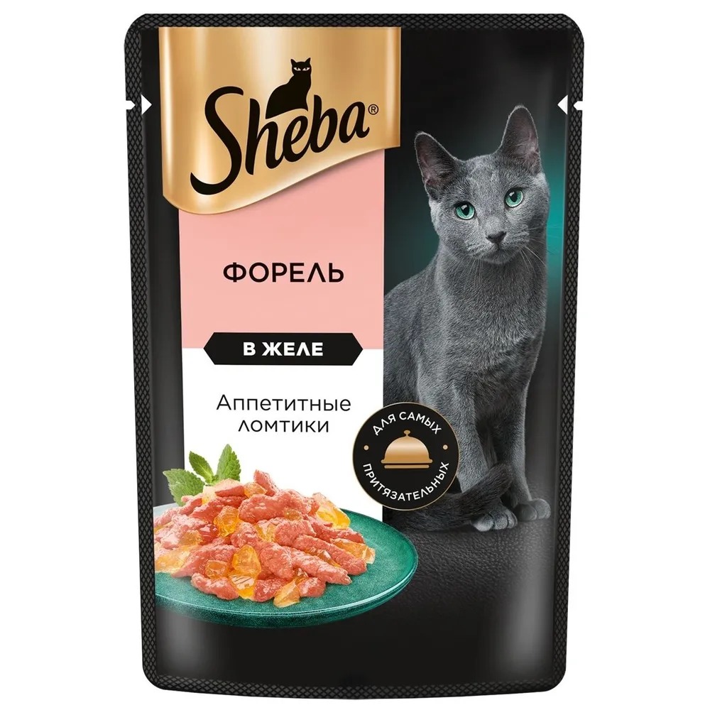 Sheba Влажный корм для кошек, форель в желе, 75гр