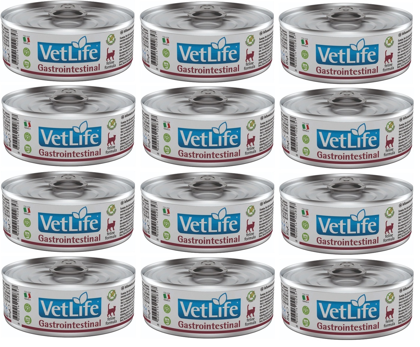 Влажный корм для кошек Farmina Vet life Gastrointestinal, при нарушении пищеварения, ветеринарная диета, лечебный, 85г-12шт