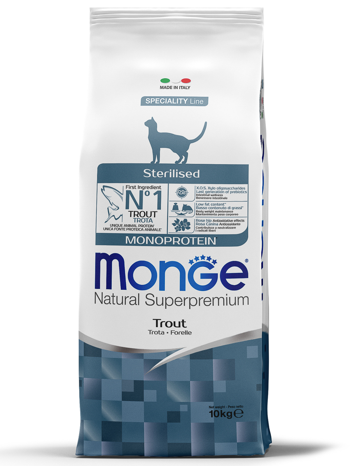 Сухой корм Monge Cat Speciality Line Monoprotein Sterilised для стерилизованных кошек, из форели 10 кг