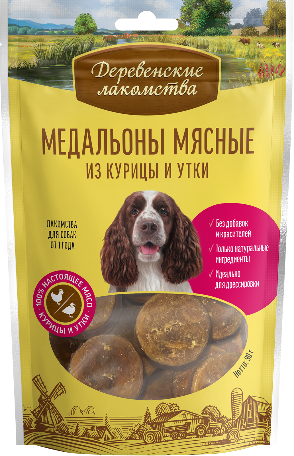 Деревенские Лакомства Медальоны мясные из курицы и утки 90гр 6921959214925