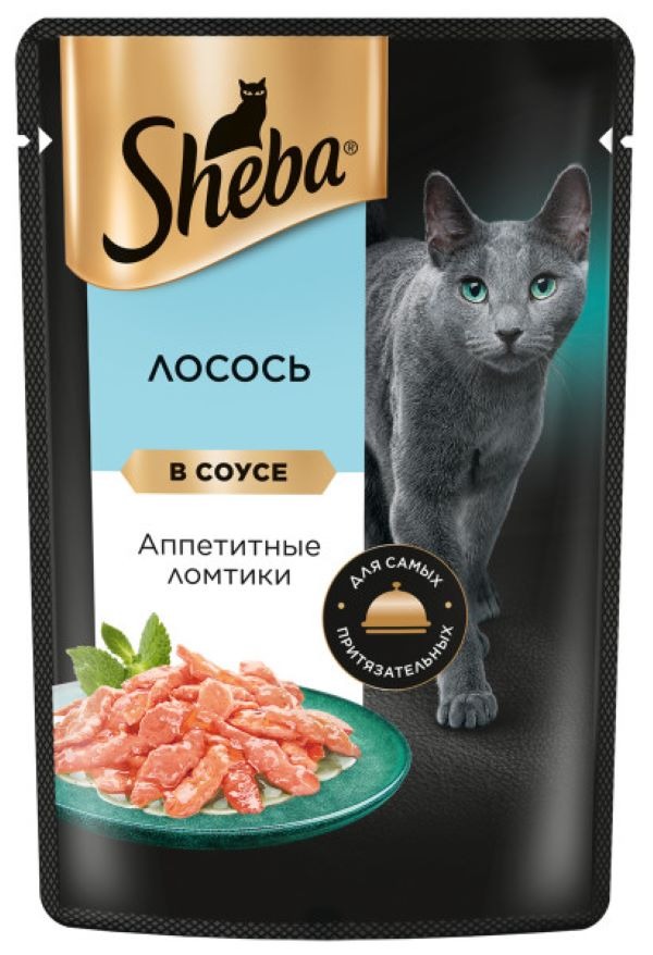 Sheba Влажный корм для кошек, лосось в соусе, 75гр