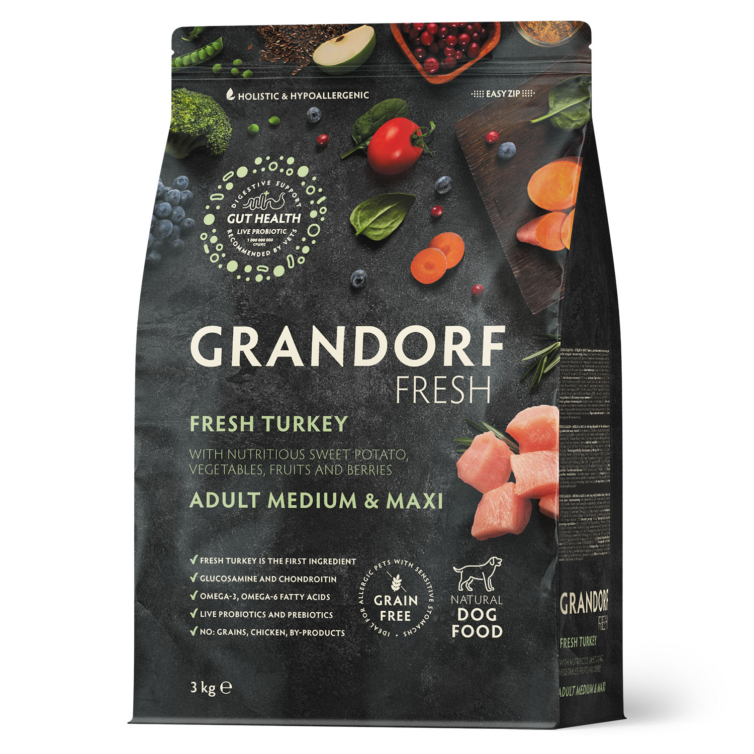 Grandorf Fresh Grandorf Сухой беззерновой корм для средних собак с индейкой 3 кг 5407007852895