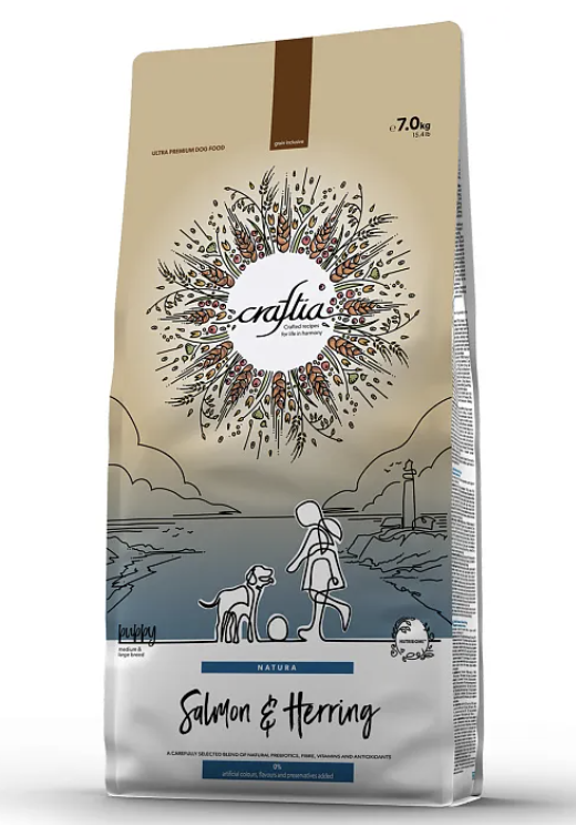 CRAFTIA Сухой корм  для щенков средних и крупных пород из лосося и сельди 7 кг 7640335420857