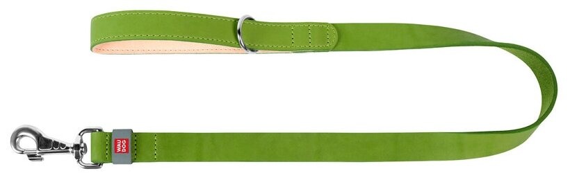 Поводок для собак WAUDOG Classic, кожаный (M, салатовый, длина 122см, ширина 20мм)